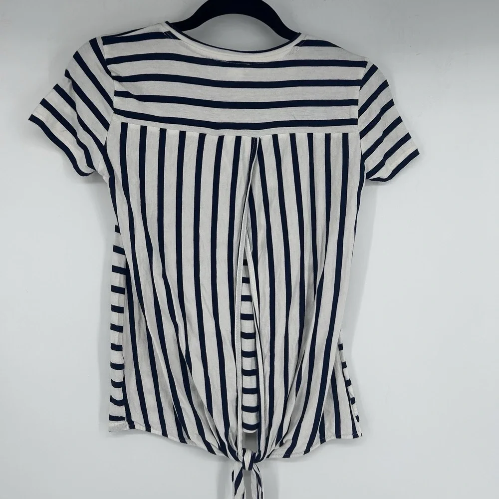 J.Crew - J by J.Crew Striped Tie Back Top XXS Blue White Shirt